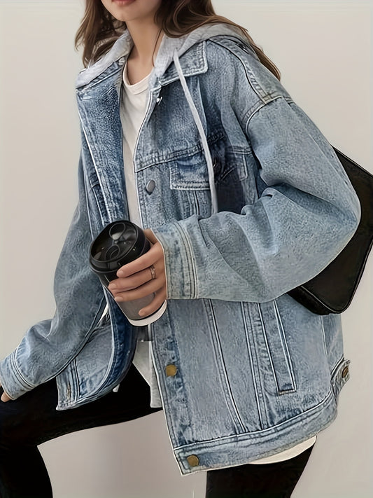RetroFlex™ Oversized Hooded Denim Jacket