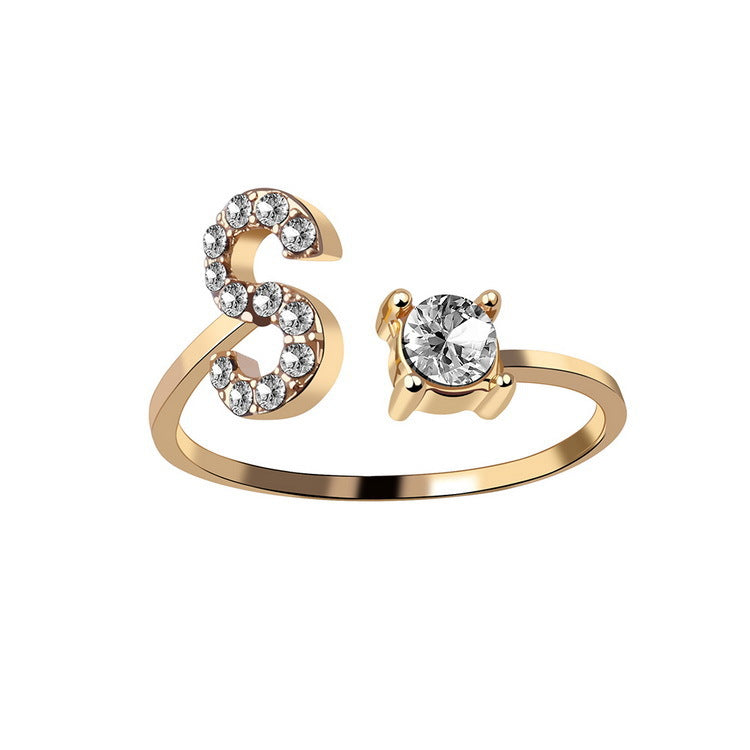 Women's Adjustable Initial Letter Ring