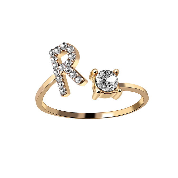 Women's Adjustable Initial Letter Ring