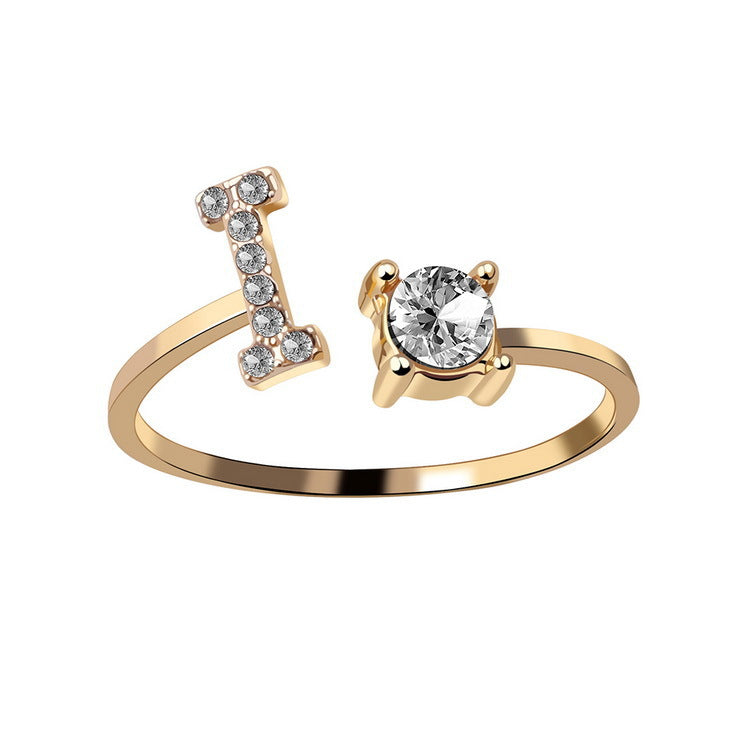 Women's Adjustable Initial Letter Ring