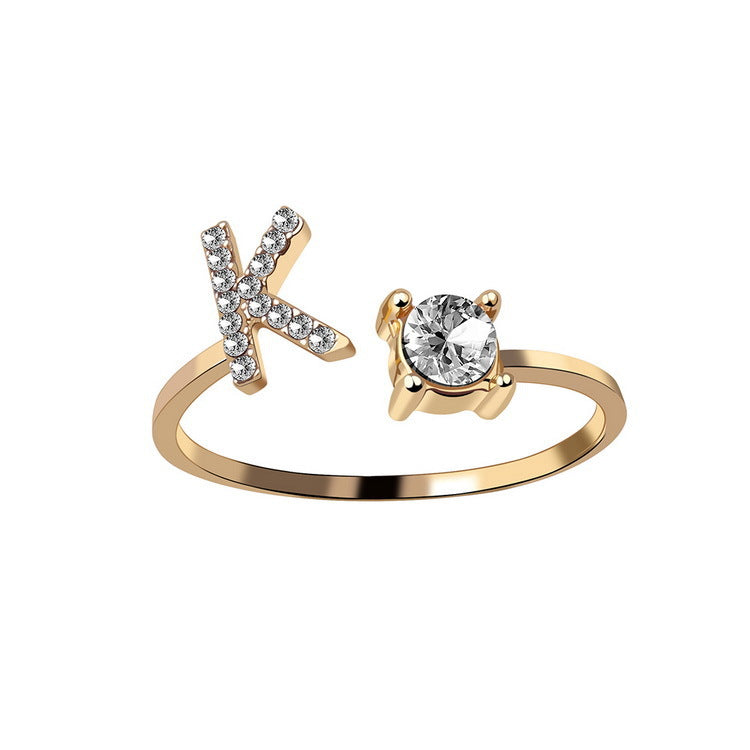 Women's Adjustable Initial Letter Ring