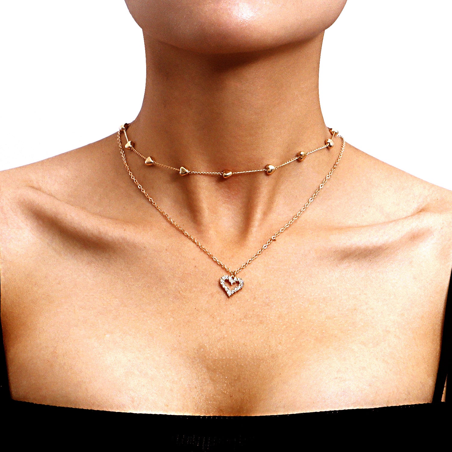 Women’s Double-Layer Heart Pendant Necklace