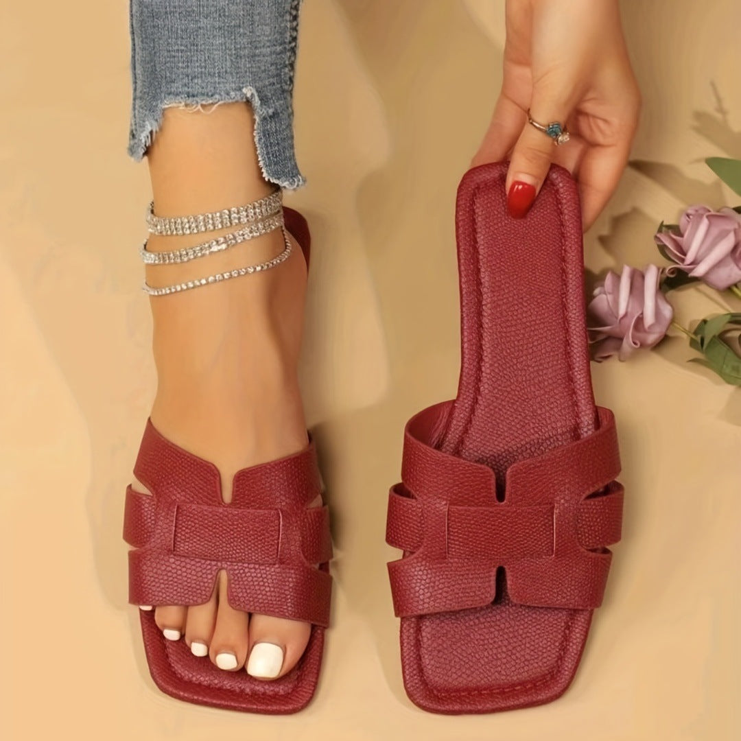 Women’s Square Toe Flat Sandals.
