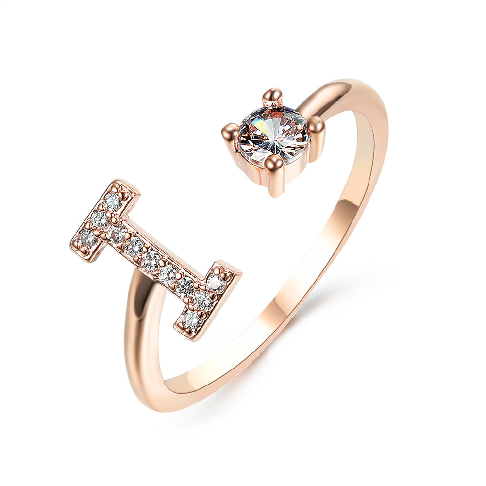 Women's Adjustable Initial Letter Ring