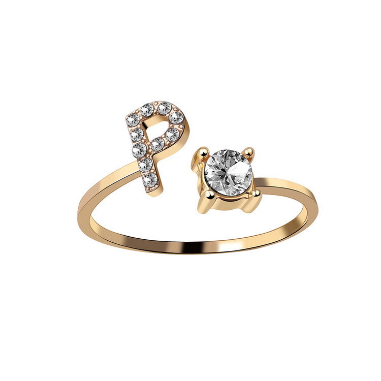 Women's Adjustable Initial Letter Ring