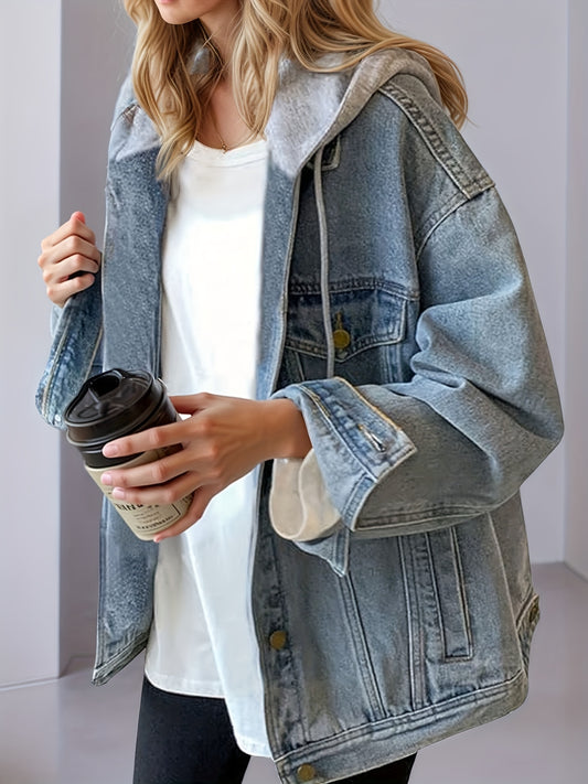 RetroFlex™ Oversized Hooded Denim Jacket