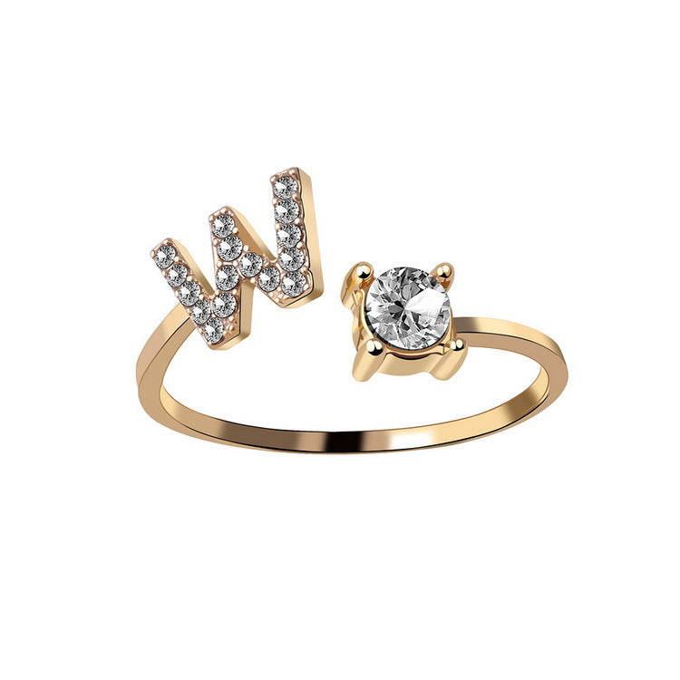 Women's Adjustable Initial Letter Ring