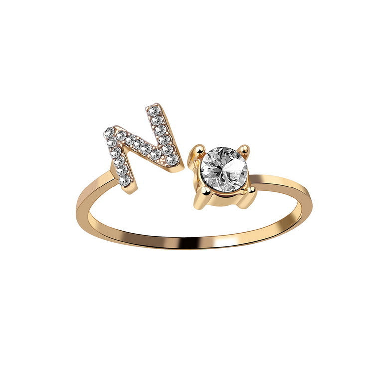 Women's Adjustable Initial Letter Ring