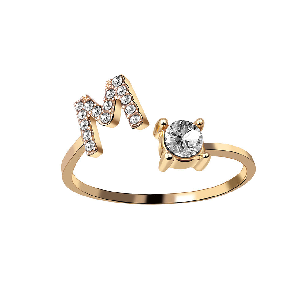 Women's Adjustable Initial Letter Ring