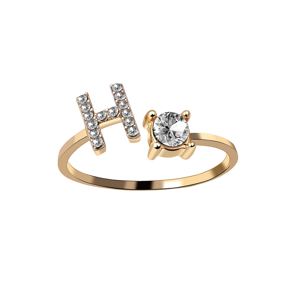 Women's Adjustable Initial Letter Ring