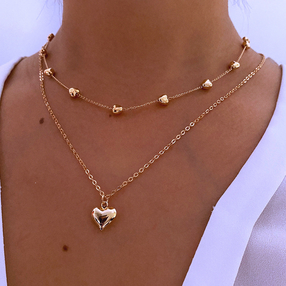Women’s Double-Layer Heart Pendant Necklace