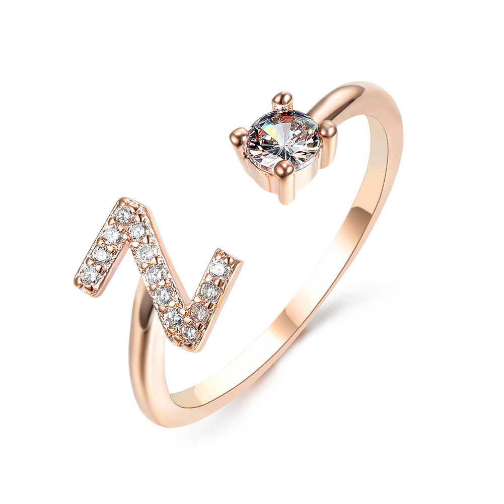 Women's Adjustable Initial Letter Ring